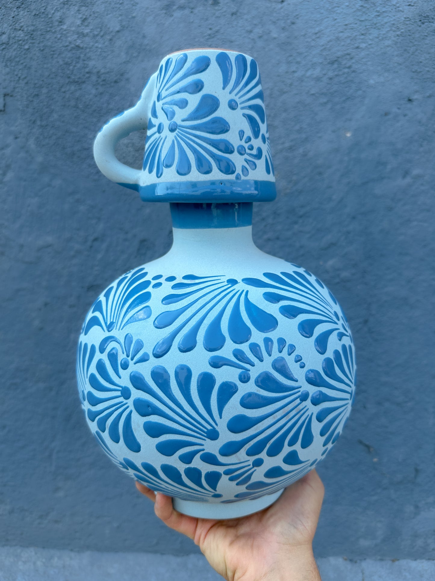 PRE-ORDEN Tarro redondo azul con taza (ENVÍO EN APROX. 14 SEMANAS)