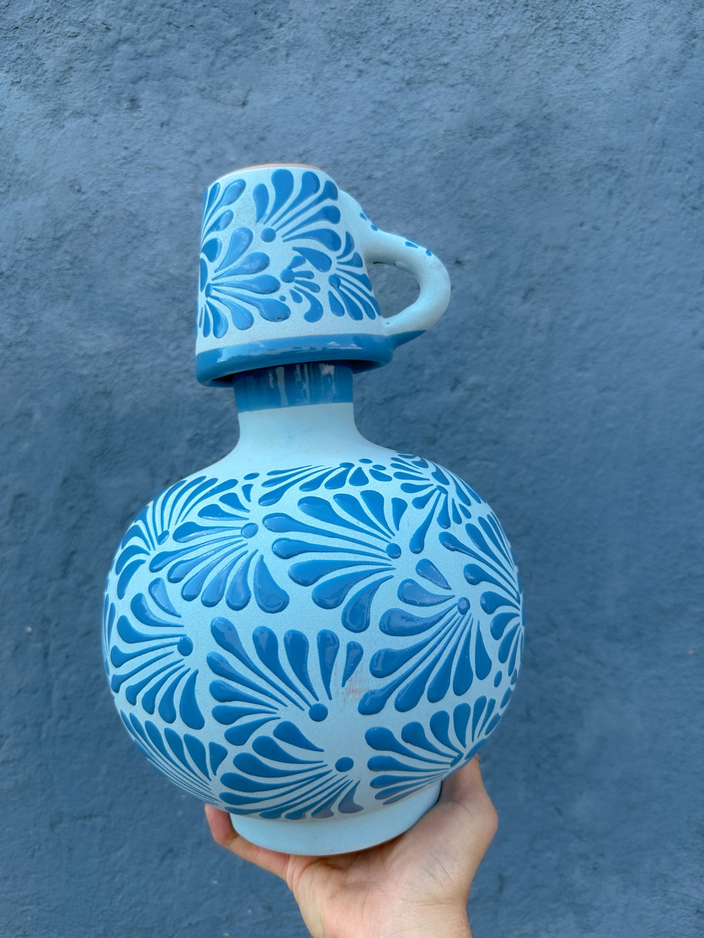PRE-ORDEN Tarro redondo azul con taza (ENVÍO EN APROX. 14 SEMANAS)