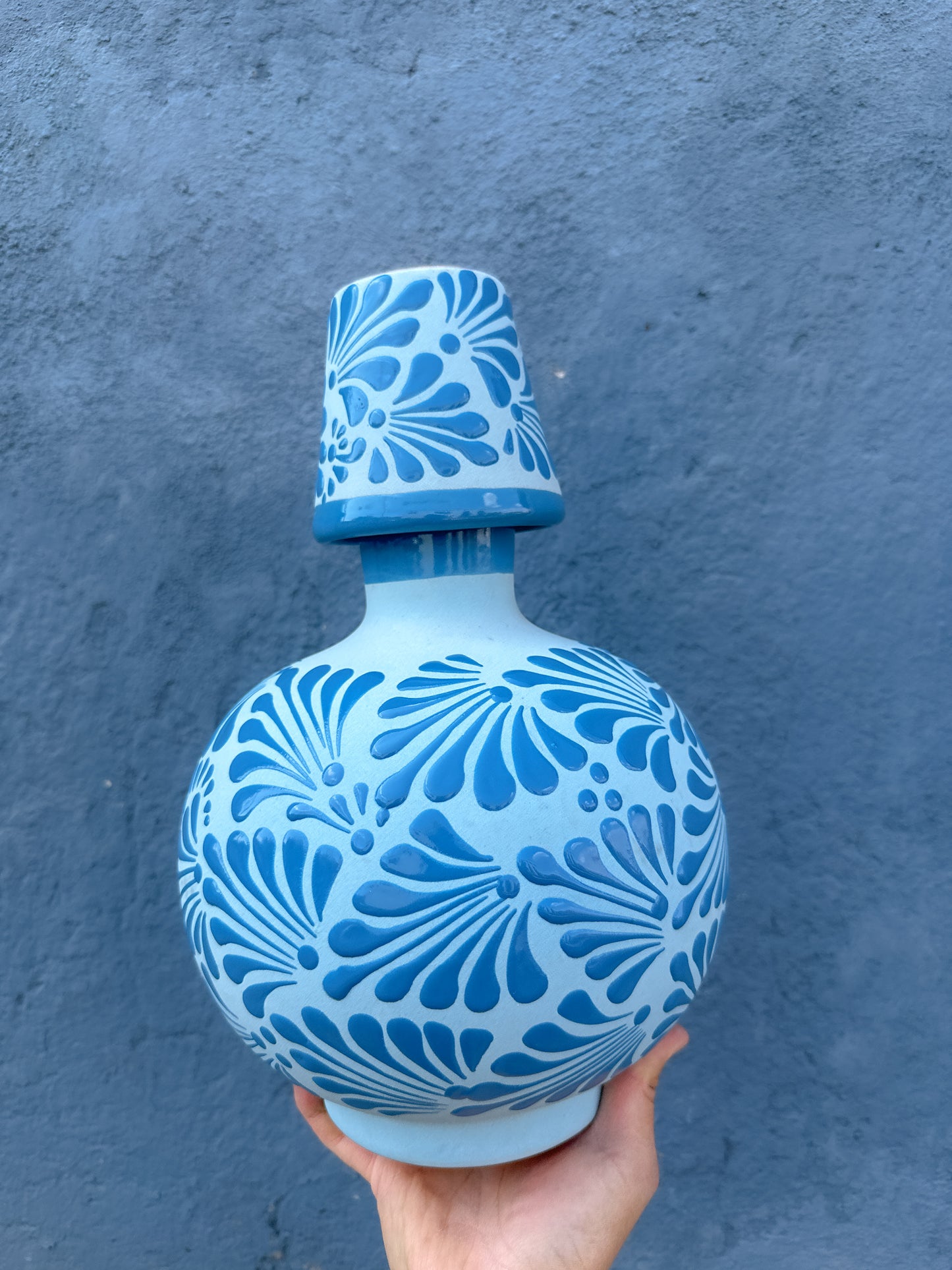 PRE-ORDEN Tarro redondo azul con taza (ENVÍO EN APROX. 14 SEMANAS)
