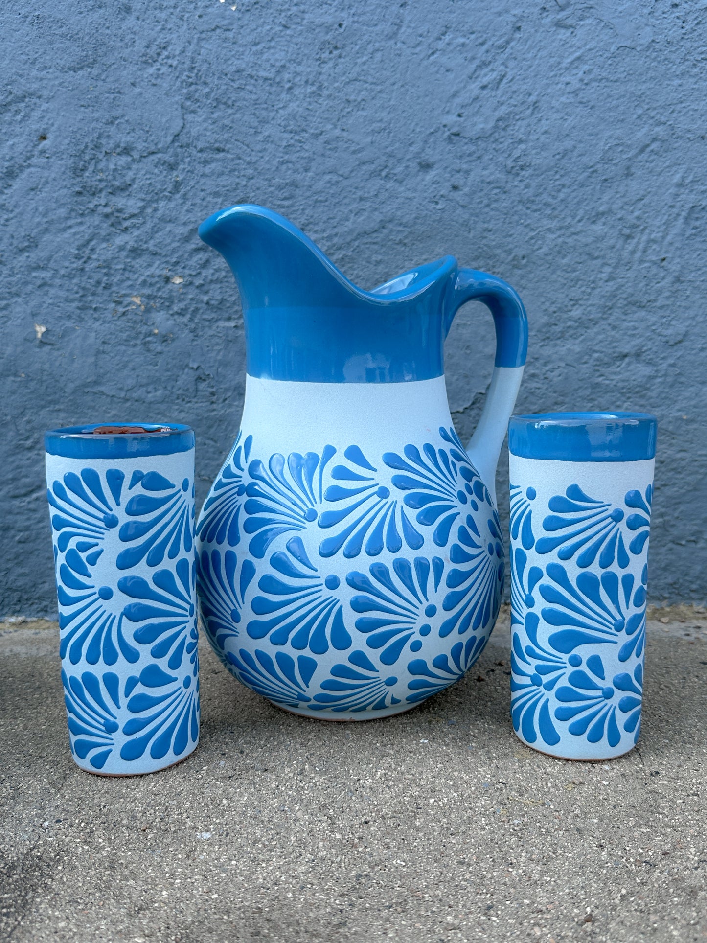 PRE-ORDEN Conjunto Azul de Frasco con 2 Vasos (ENVÍO EN APROX. 14 SEMANAS)