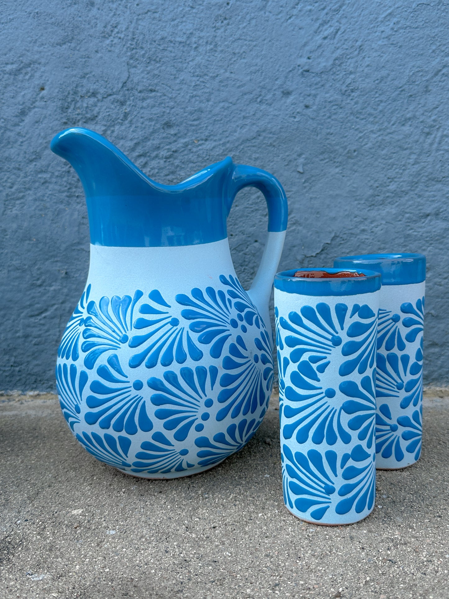 PRE-ORDEN Conjunto Azul de Frasco con 2 Vasos (ENVÍO EN APROX. 14 SEMANAS)