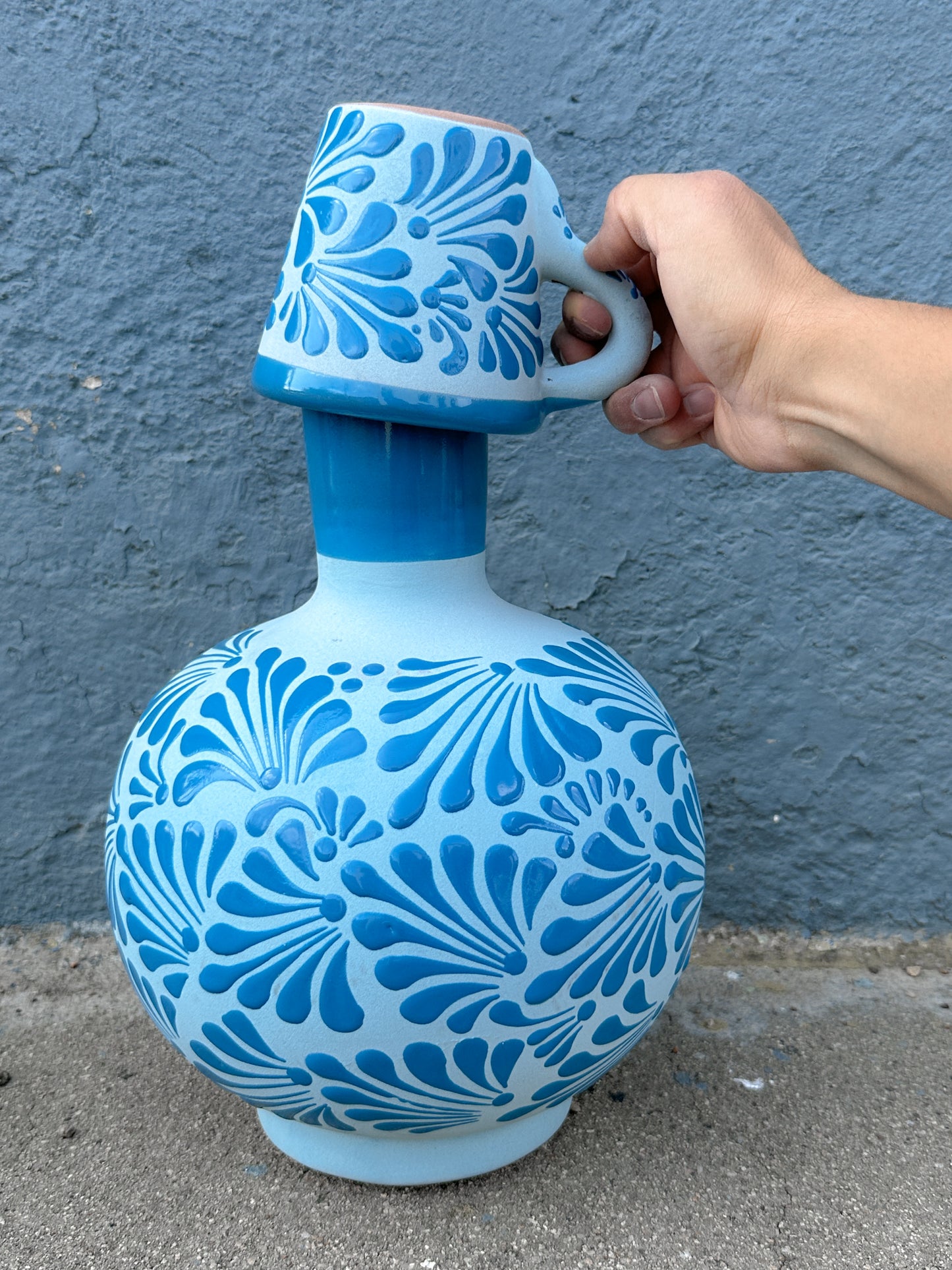 PRE-ORDEN Tarro redondo azul con taza (ENVÍO EN APROX. 14 SEMANAS)