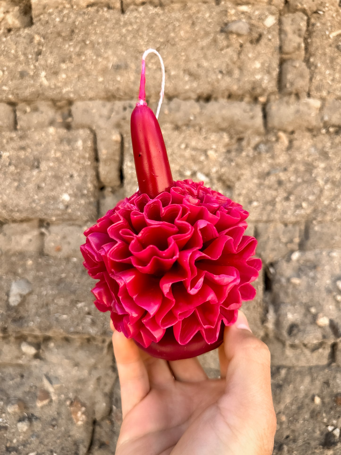 Vela floral de cera de abejas de Teotitlán