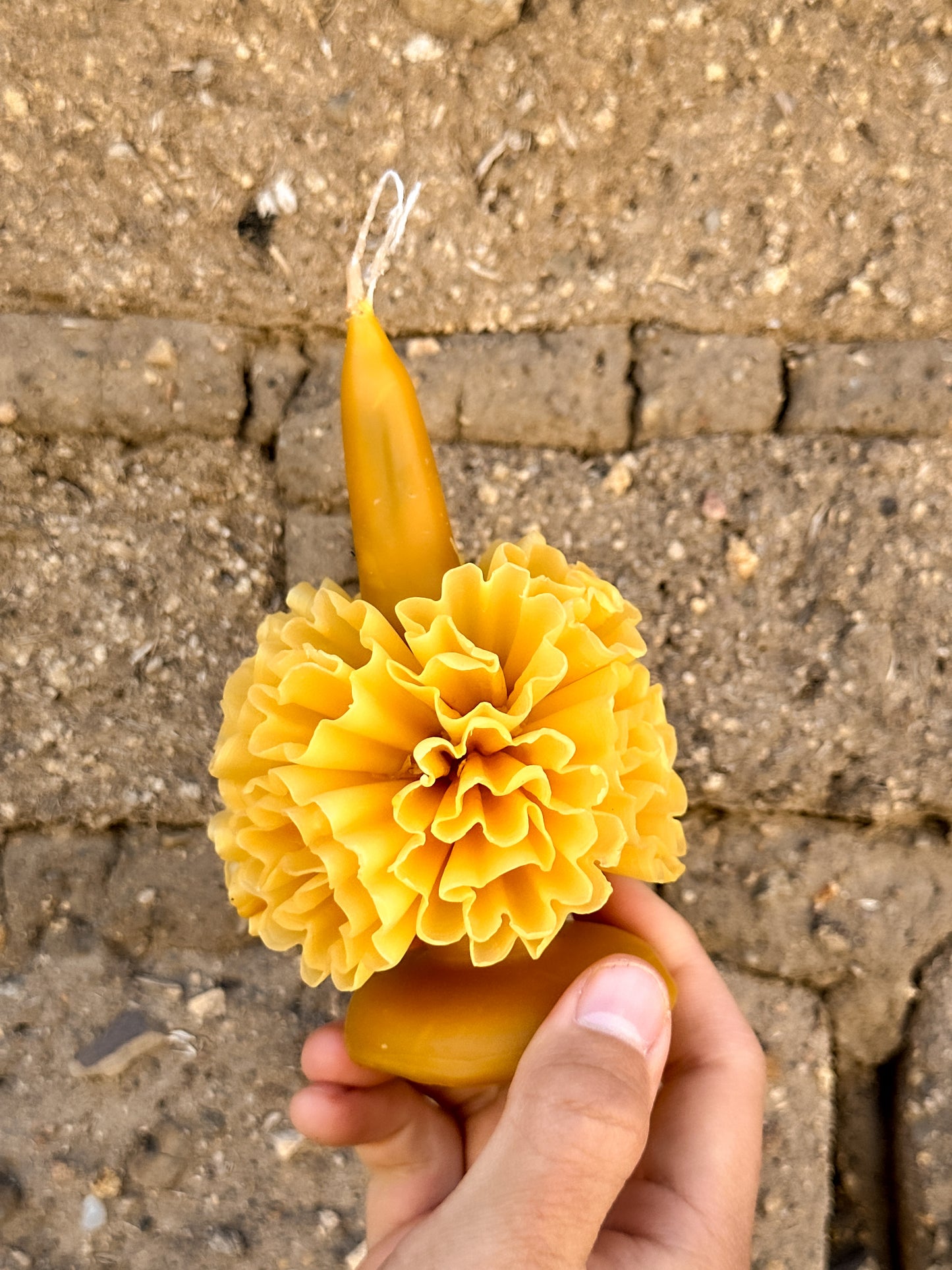 Vela floral de cera de abejas de Teotitlán