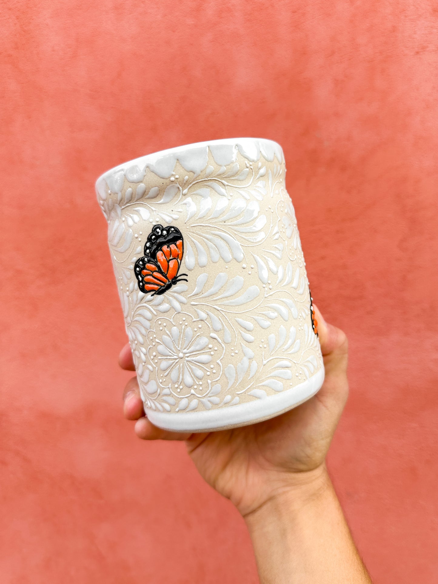 PRE-ORDEN Porta utensilios de cocina con mariposas Monarca (ENVÍO EN APROX. 6-12 SEMANAS)