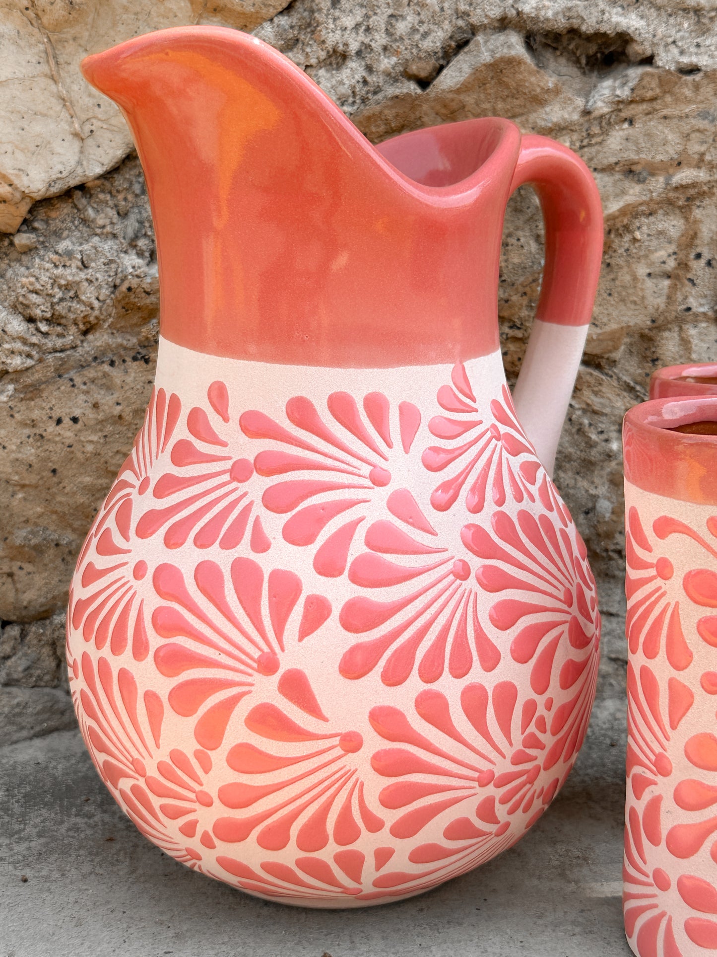PRE-ORDEN Juego de Tarro Rosa con 2 Vasos (ENVÍO EN APROX. 14 SEMANAS)