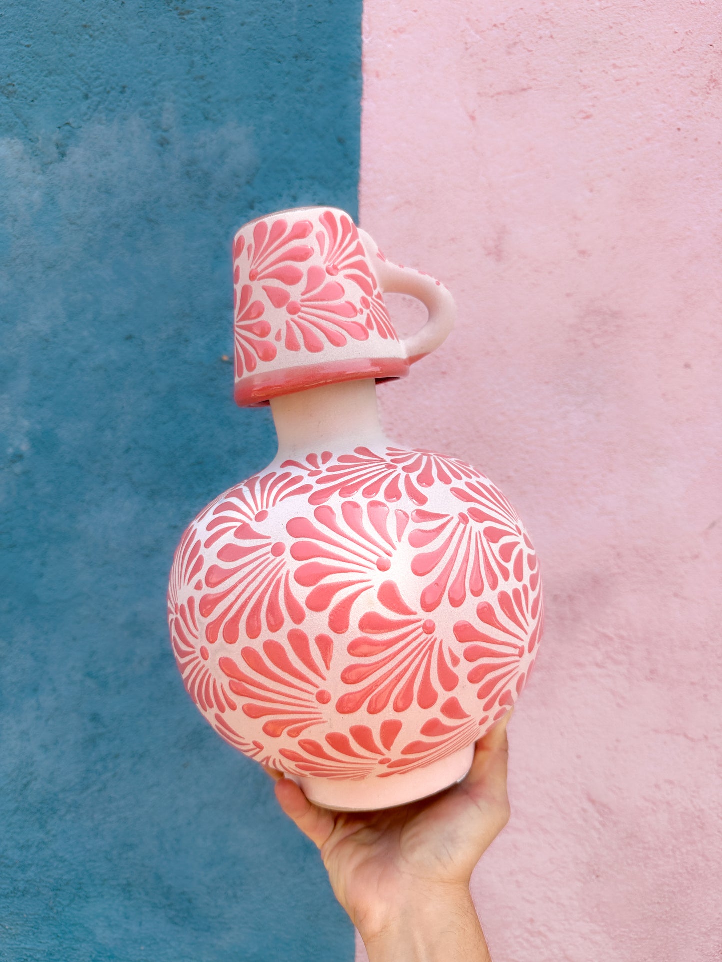 PRE-ORDEN Tarro redondo rosa con taza (ENVÍO EN APROX. 14 SEMANAS)