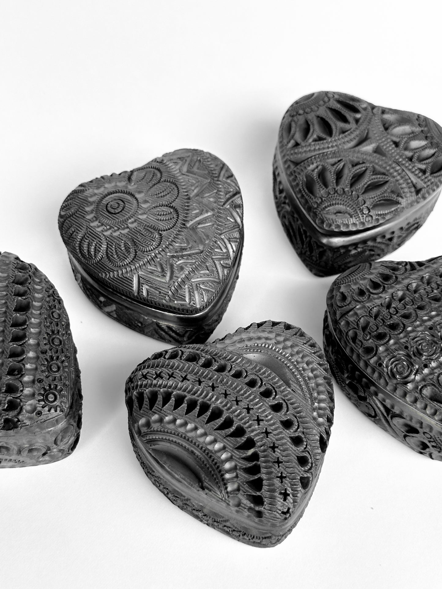 Black Clay Heart Jewelry Box