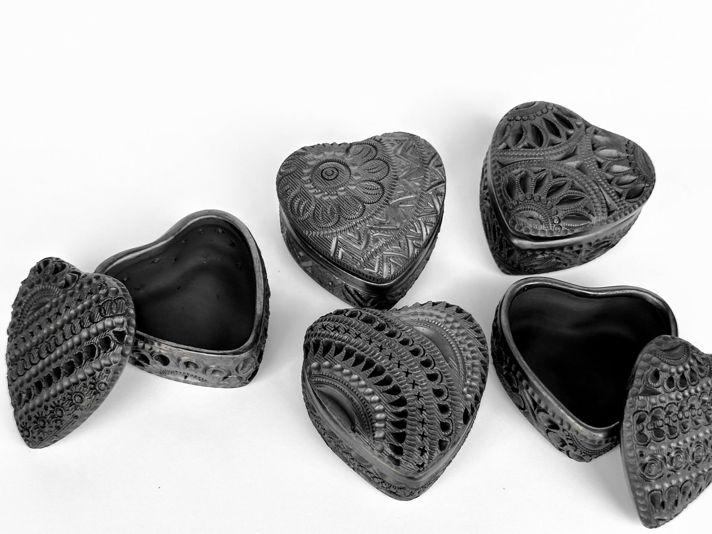 Black Clay Heart Jewelry Box