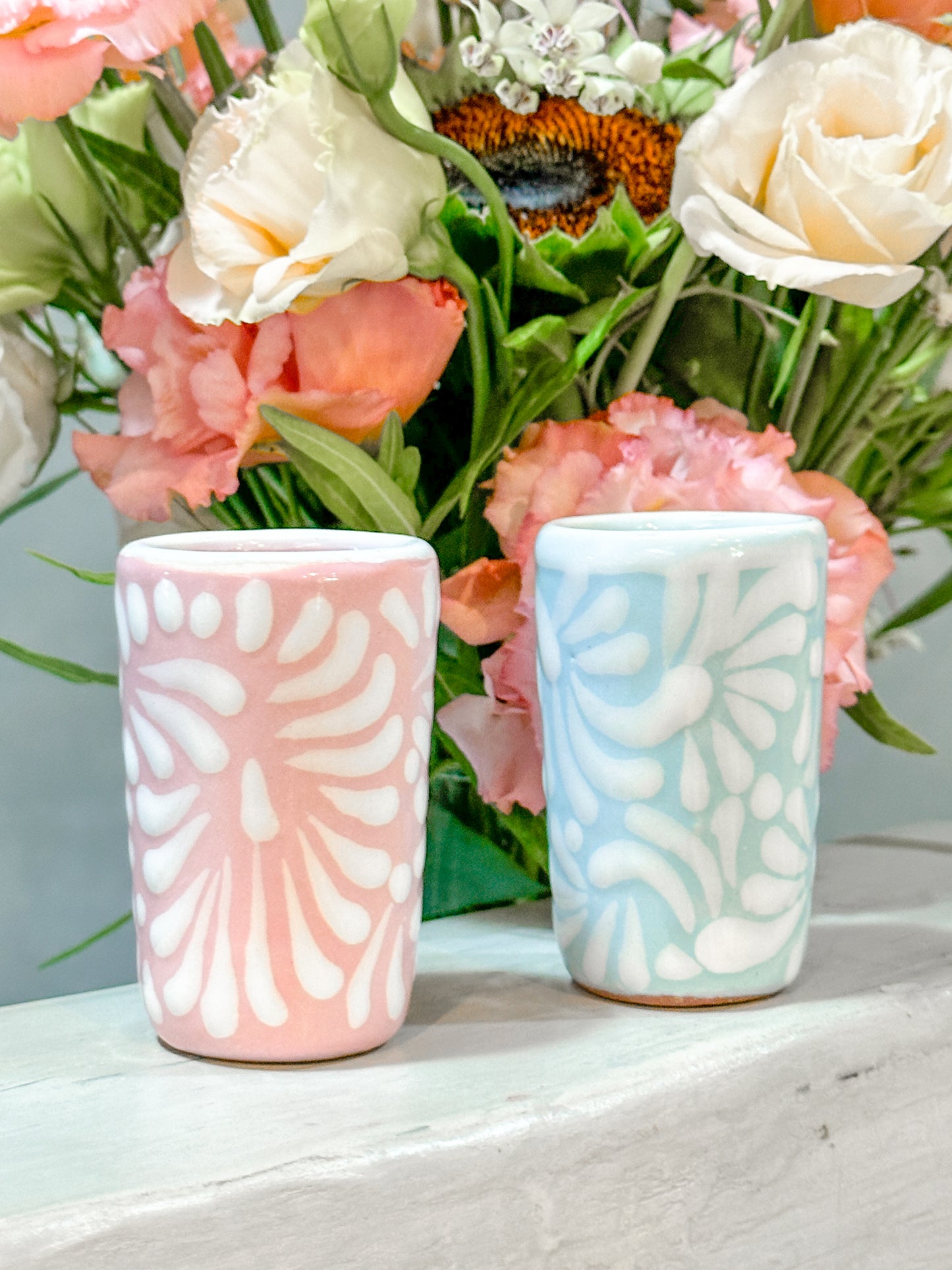 Tequileros de Talavera Azul y Rosa