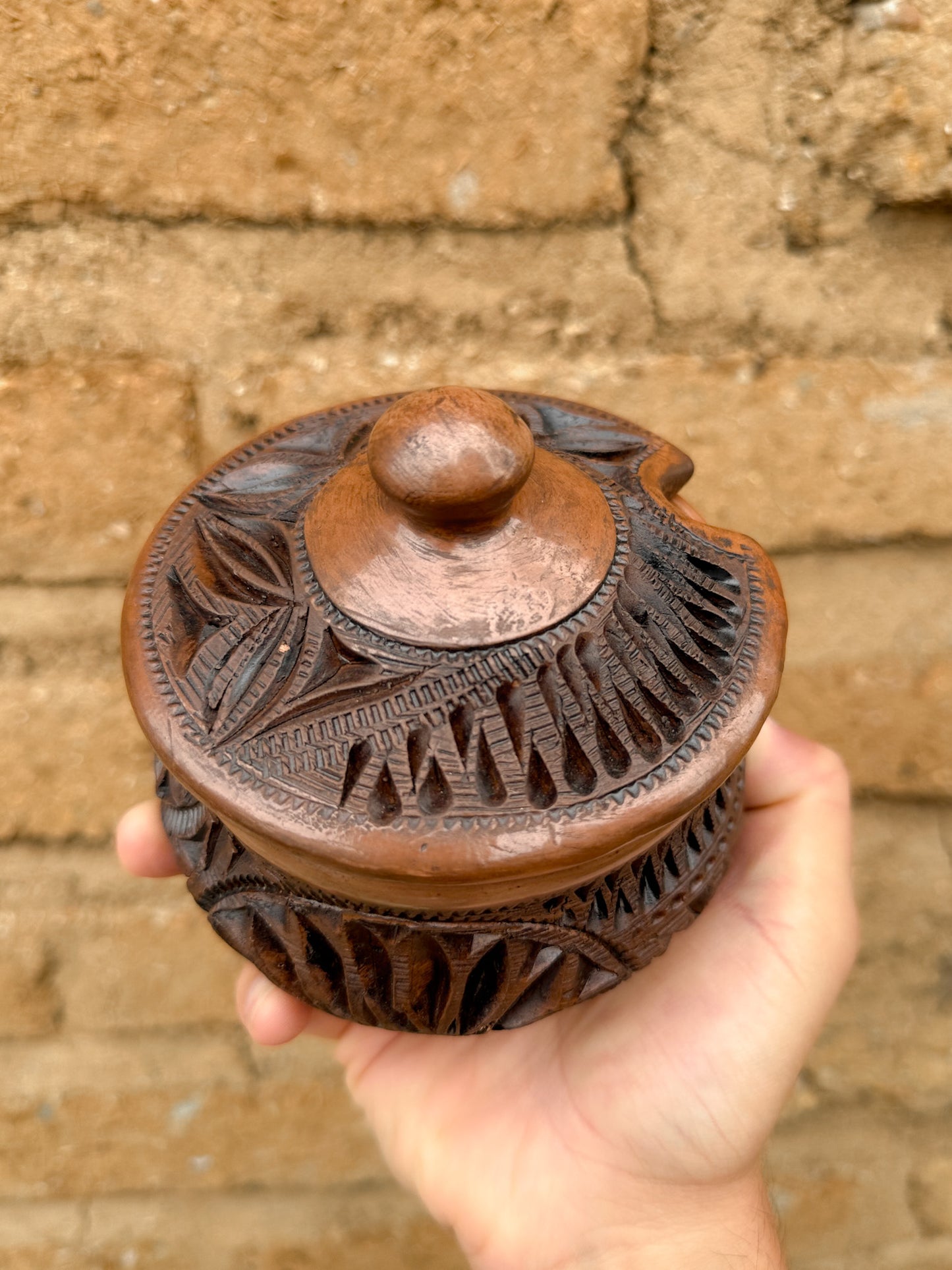Brown Clay Sugar Bowl