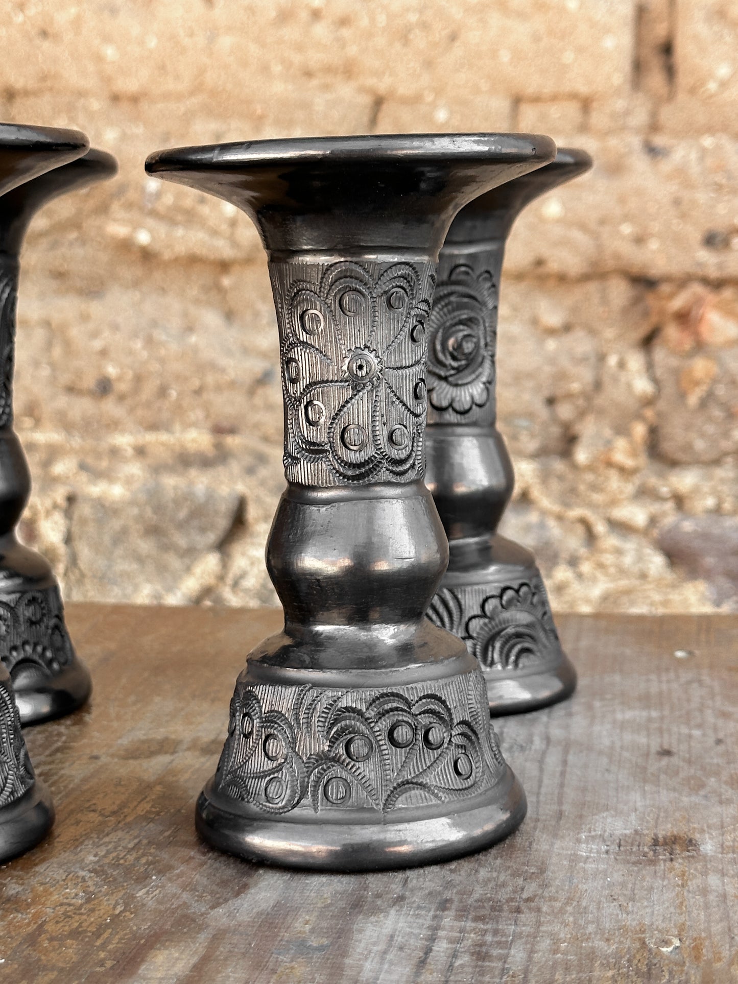 Black Clay Candlestick
