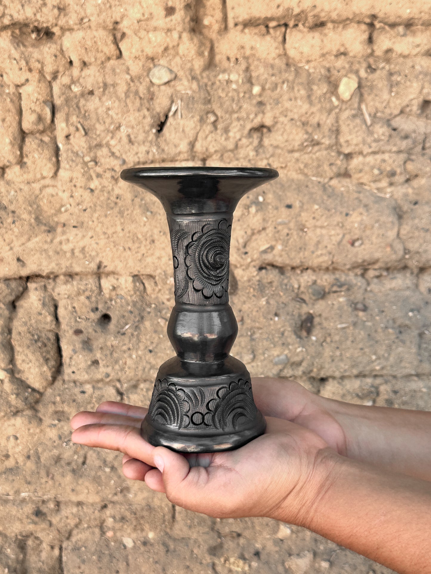 Black Clay Candlestick