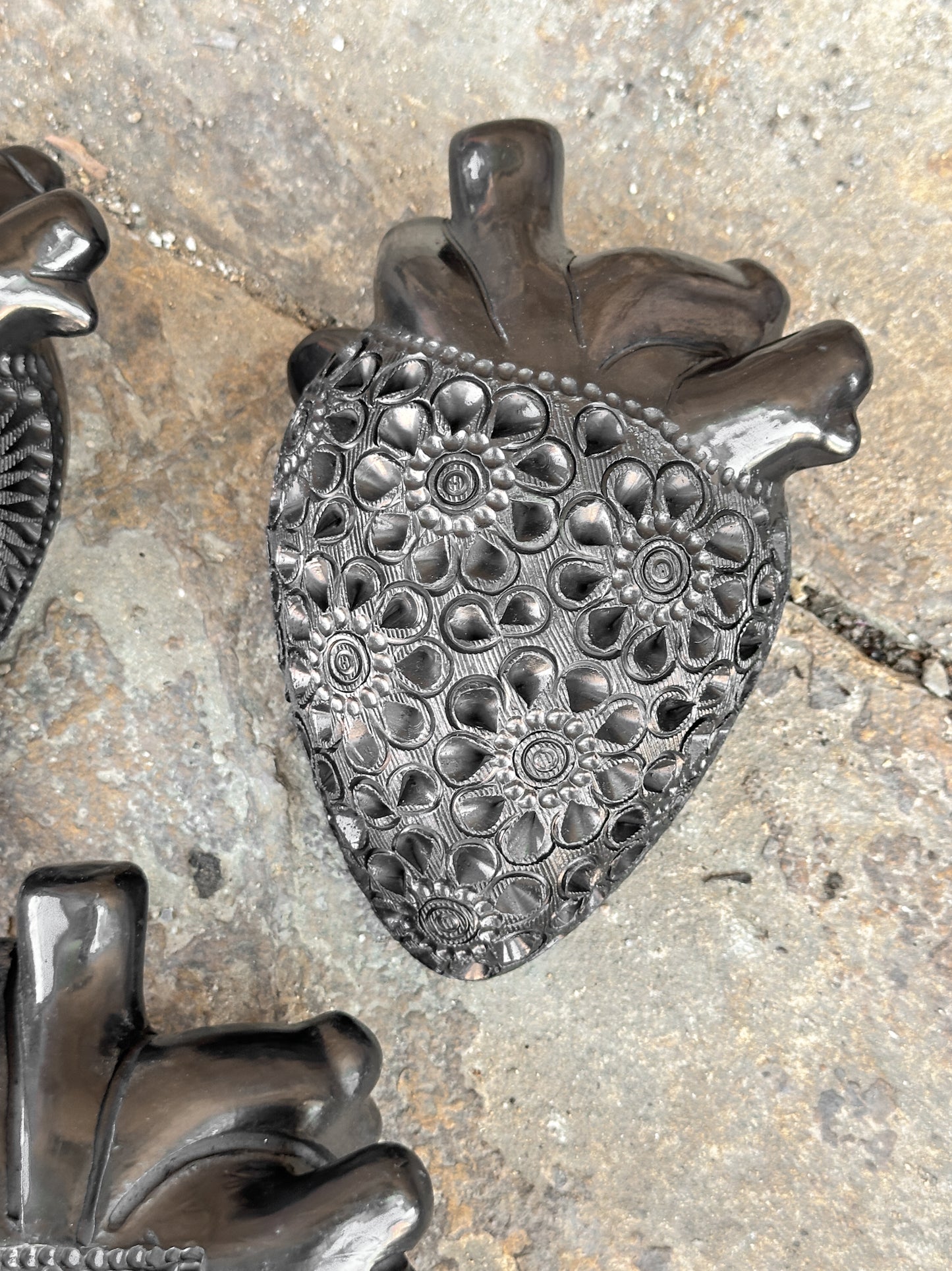 Large Black Clay Heart Wall Decor