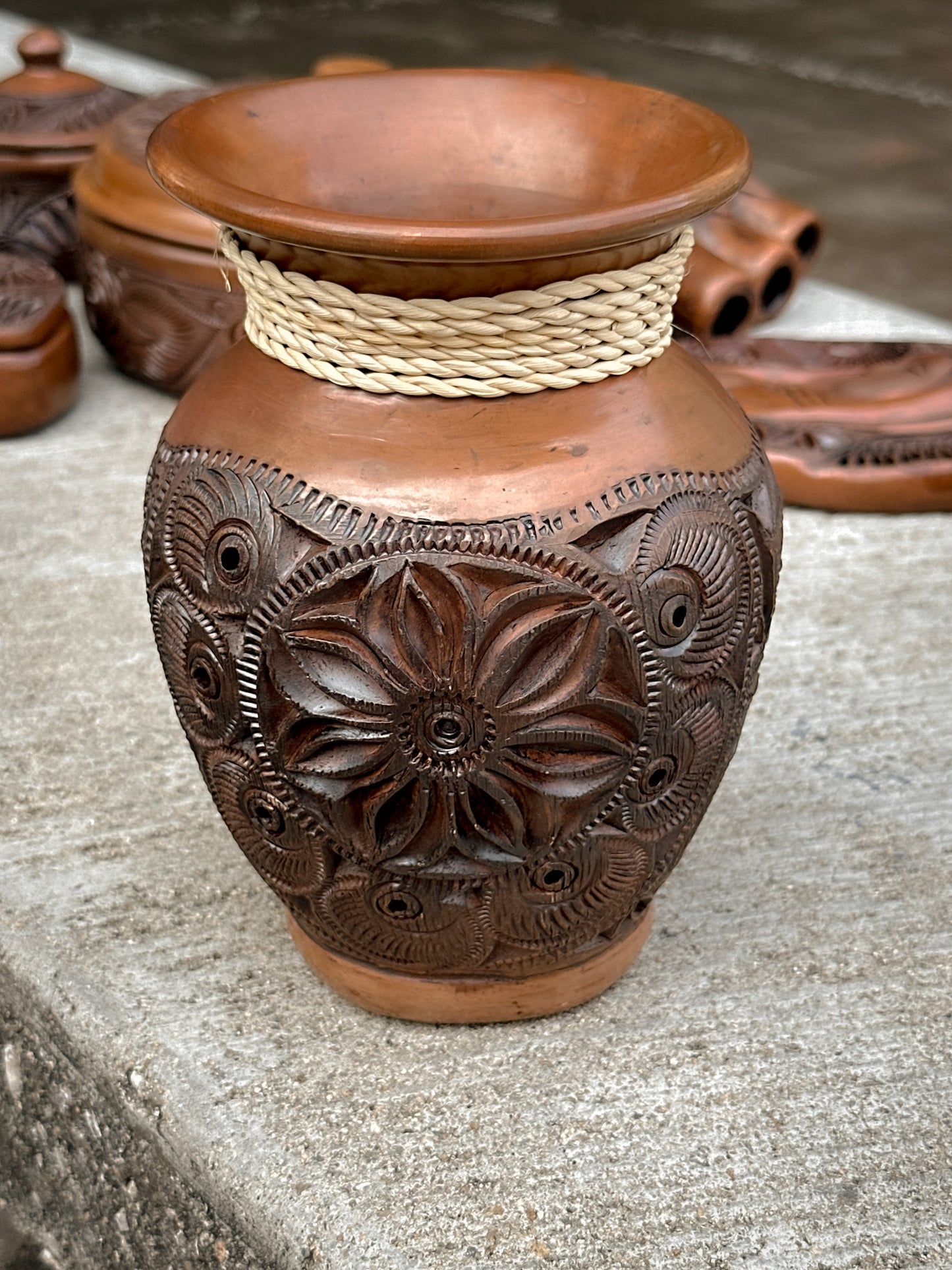 Brown Clay Decorative Flower Vase