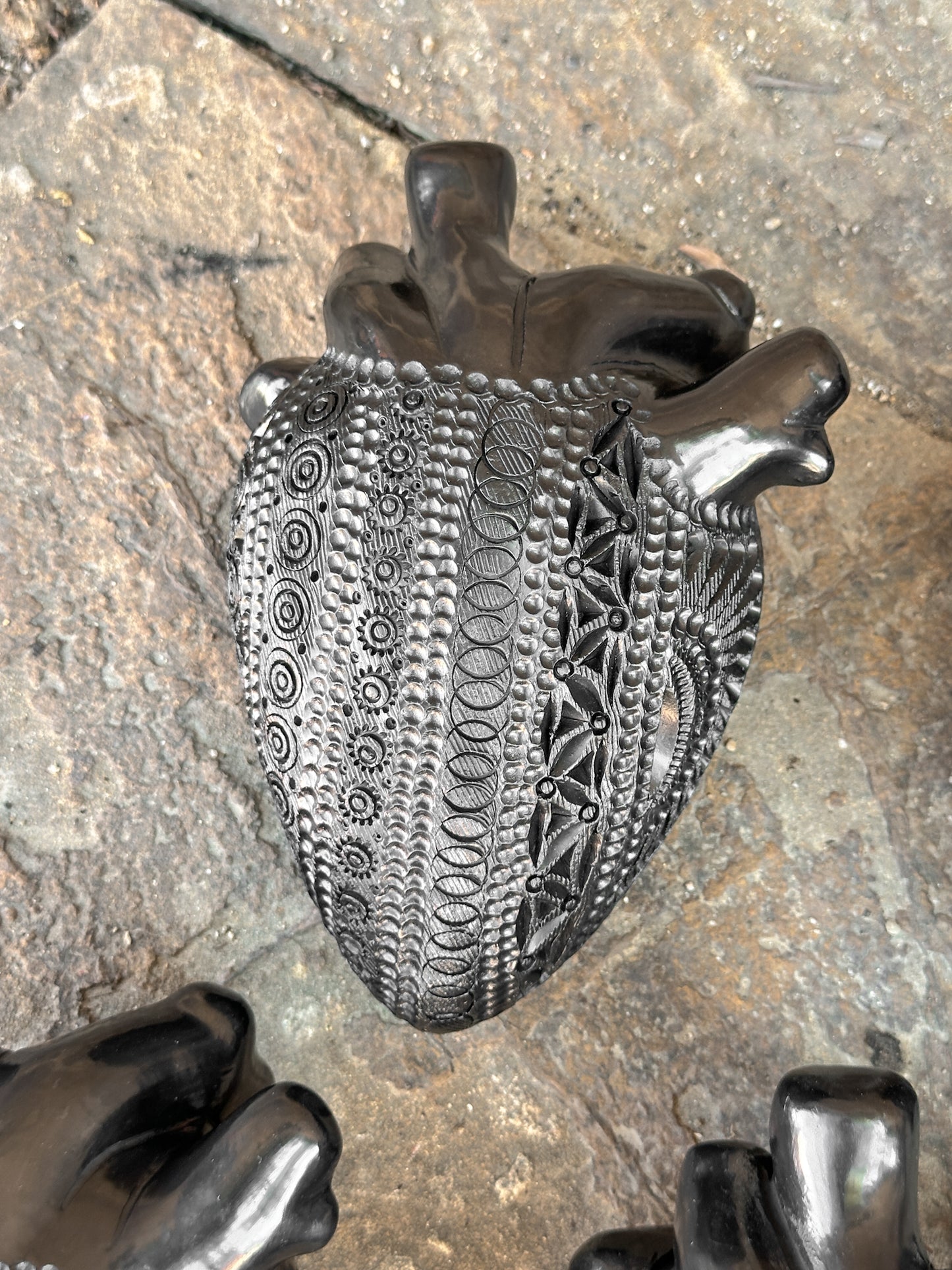Large Black Clay Heart Wall Decor