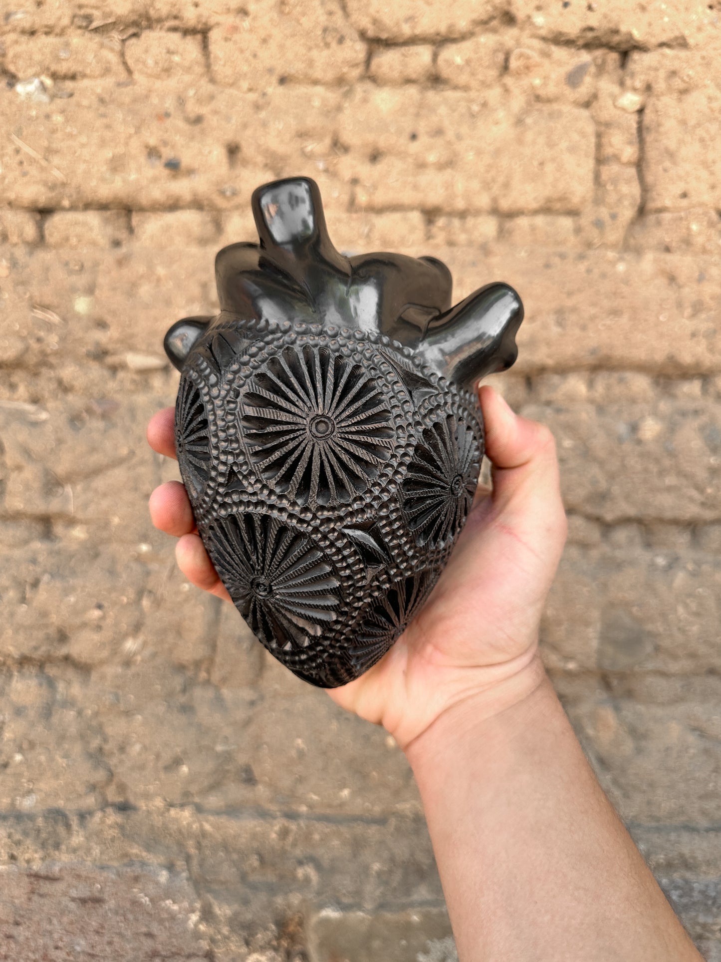Large Black Clay Heart Wall Decor