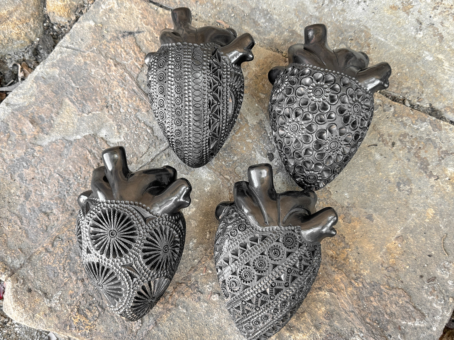Large Black Clay Heart Wall Decor