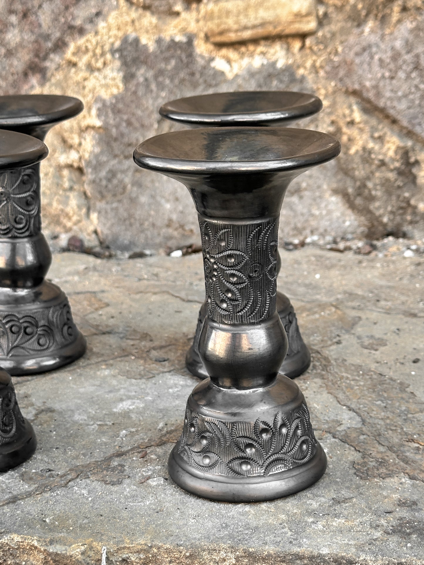 Black Clay Candlestick