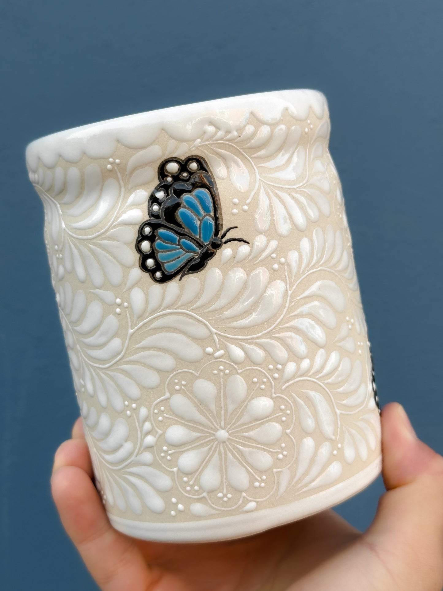 PRE-ORDER Blue Butterflies Kitchen Utensil Holder (SHIPS IN APPROX. 6-12 WEEKS)