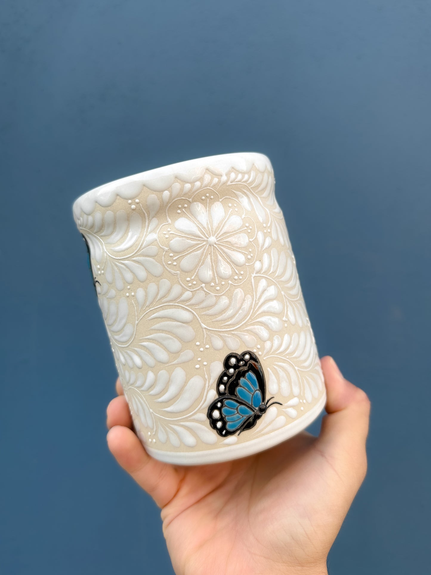 PRE-ORDER Blue Butterflies Kitchen Utensil Holder (SHIPS IN APPROX. 6-12 WEEKS)