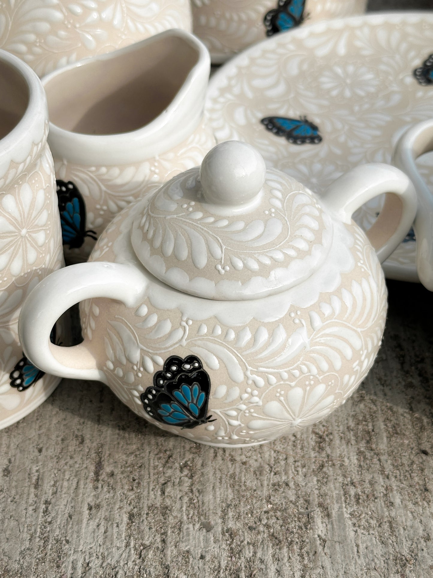PRE-ORDER Blue Butterflies Sugar Bowl (SHIPS IN APPROX. 6-12 WEEKS)