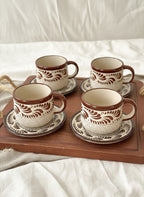 PRE-ORDER Set of 4 Raíces Brown Mug And Plate  (SHIPS IN APPROX. 6-12 WEEKS)
