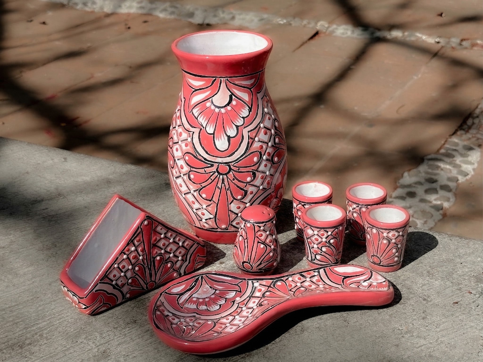 PRE-ORDER Pink Talavera "Mi Casita" Set (SHIPS IN APPROX. 6-12 WEEKS)