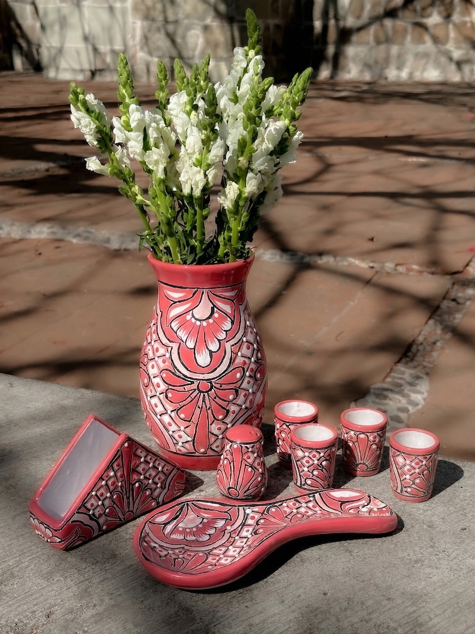 PRE-ORDER Pink Talavera "Mi Casita" Set (SHIPS IN APPROX. 6-12 WEEKS)