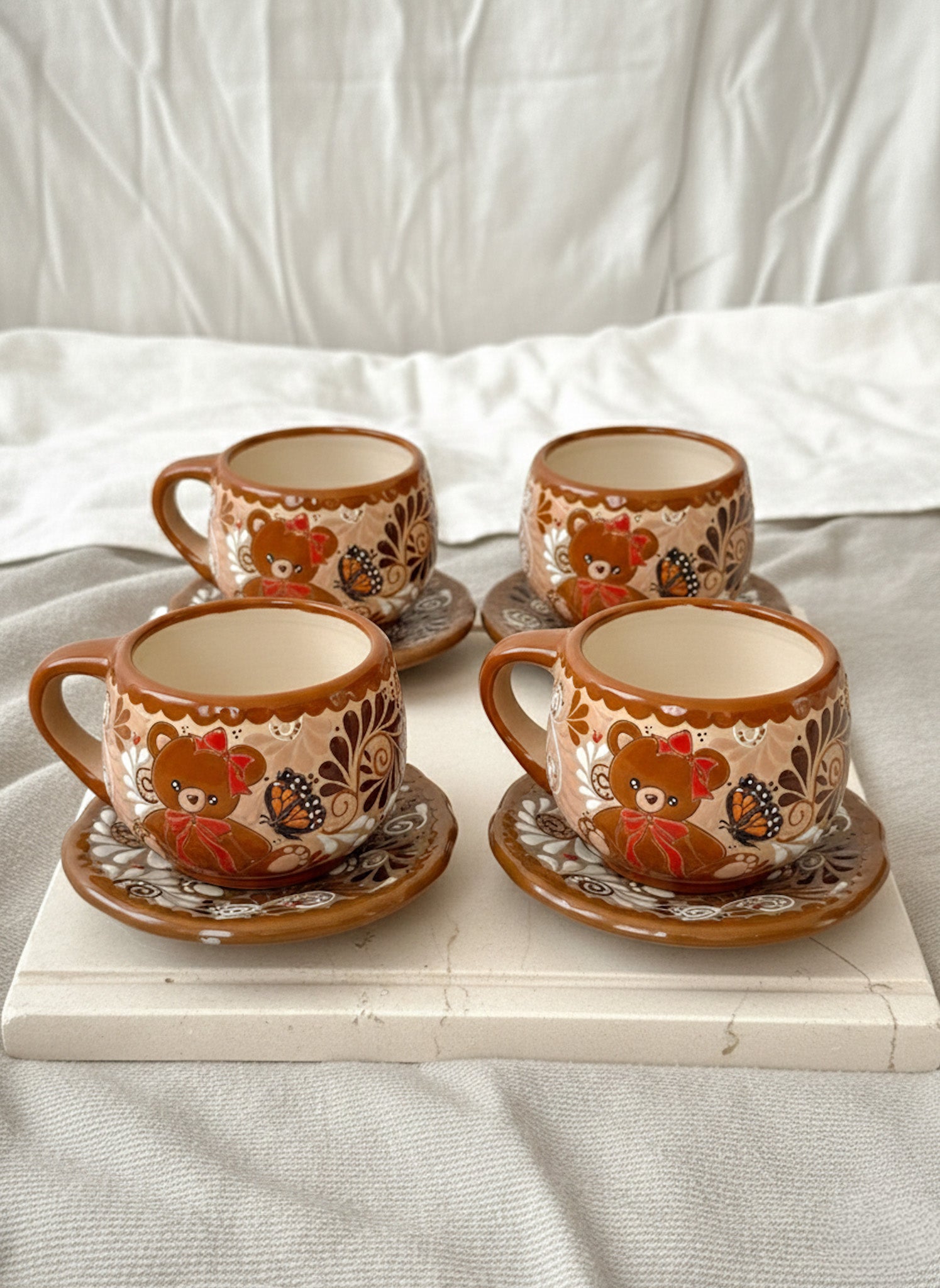 PRE-ORDER Set of 4 Teddy Bear Mug And Plate (SHIPS IN APPROX. 6-12 WEEKS)