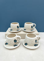 PRE-ORDER Set of 4 Blue Butterflies Mug And Plate (SHIPS IN APPROX. 6-12 WEEKS)