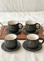 PRE-ORDER Set of 4 Raíces Black Mug And Plate  (SHIPS IN APPROX. 6-12 WEEKS)