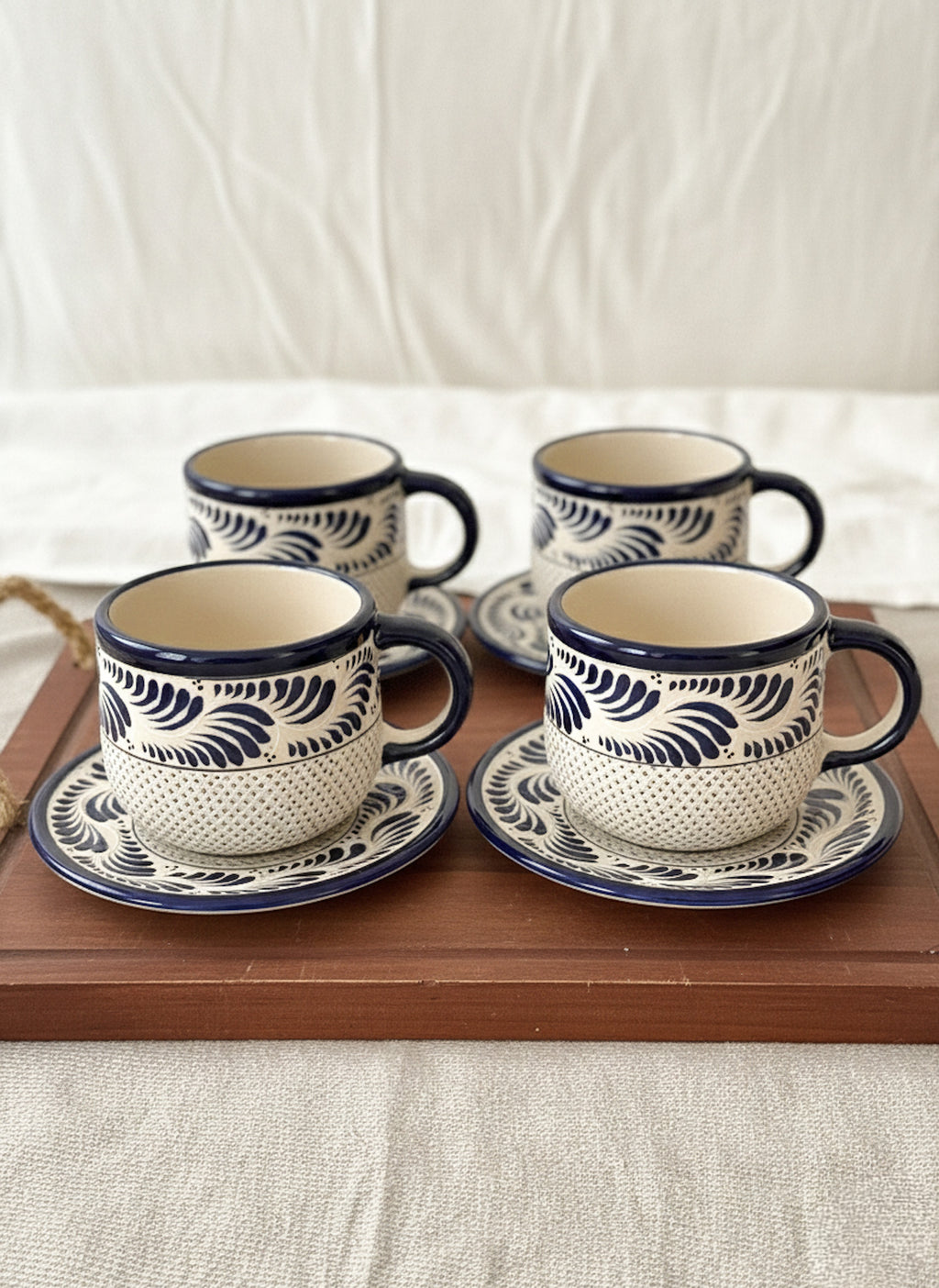 PRE-ORDER Set of 4 Raíces Blue Mug And Plate  (SHIPS IN APPROX. 6-12 WEEKS)