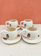 PRE-ORDER Set of 4 Monarca Butterflies Mug And Plate (SHIPS IN APPROX. 6-12 WEEKS)