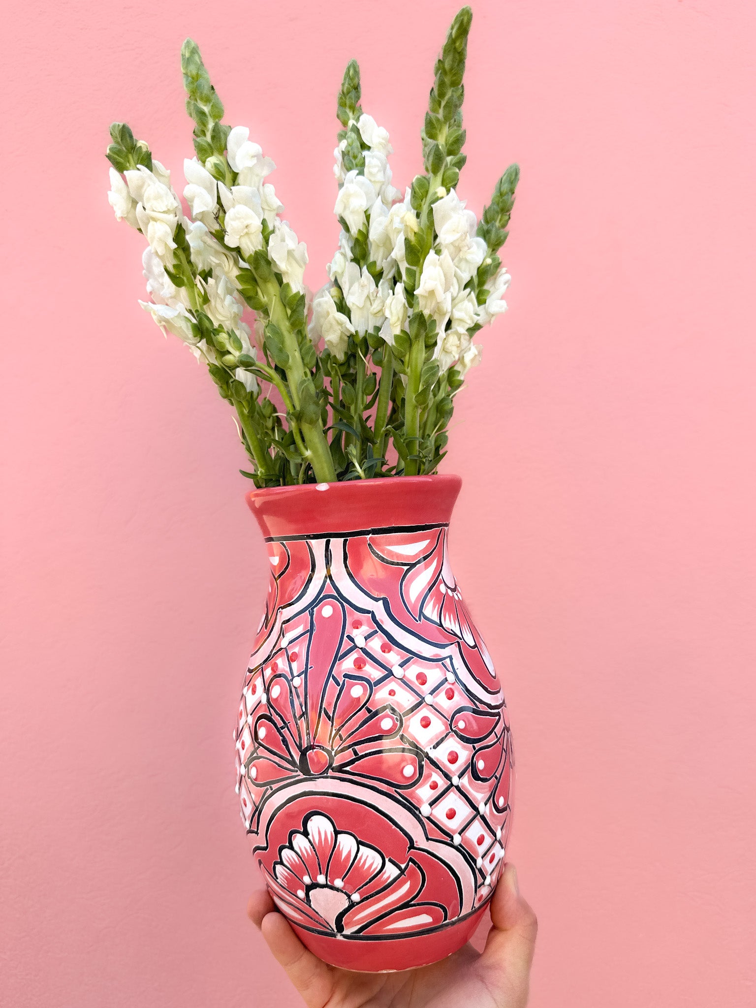 PRE-ORDER Pink Talavera Flower Vase (SHIPS IN APPROX. 6-12 WEEKS)