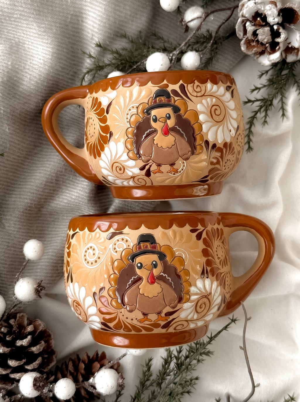 PRE-ORDER Set of 2 Christmas Turkey Mugs (SHIP STARTING DEC 5)