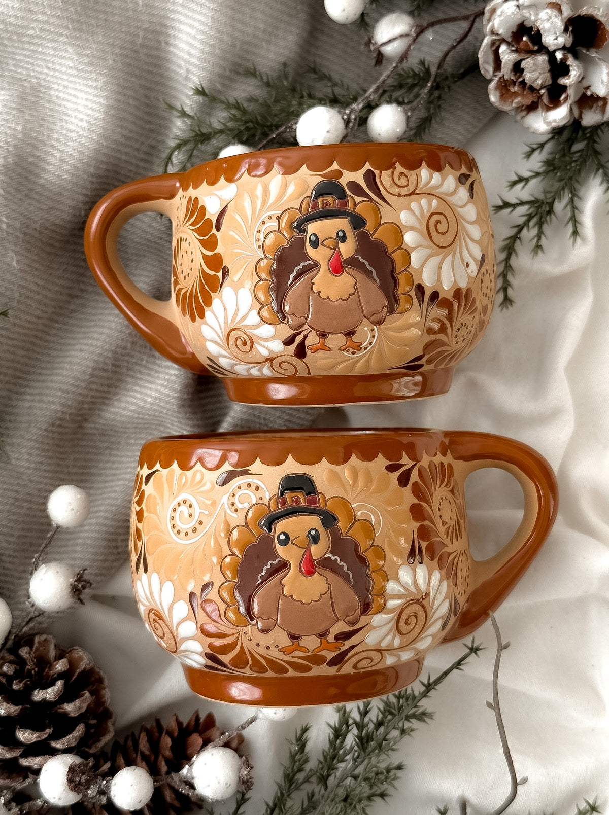 PRE-ORDER Set of 2 Christmas Turkey Mugs (SHIP STARTING DEC 5)