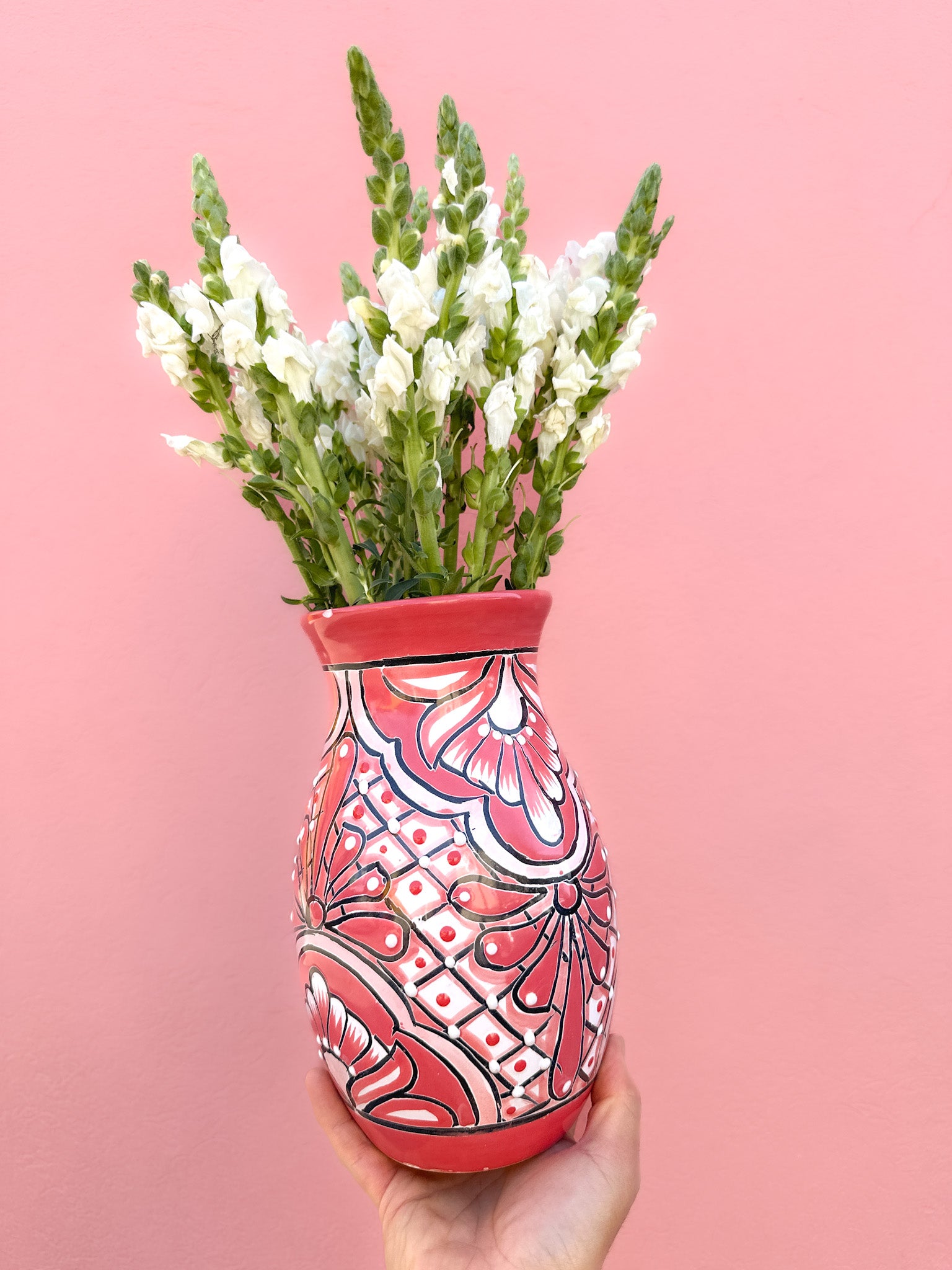 PRE-ORDER Pink Talavera Flower Vase (SHIPS IN APPROX. 6-12 WEEKS)