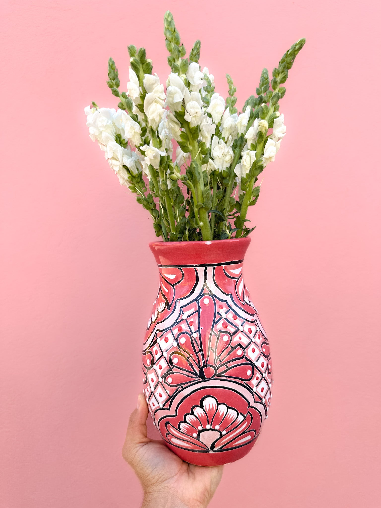 PRE-ORDER Pink Talavera Flower Vase (SHIPS IN APPROX. 6-12 WEEKS)