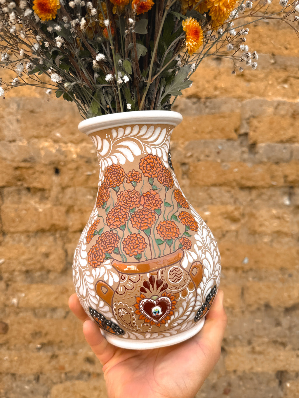PRE-ORDER Cempasuchil Flower Vase (SHIPS IN APPROX. 6 - 14 WEEKS)