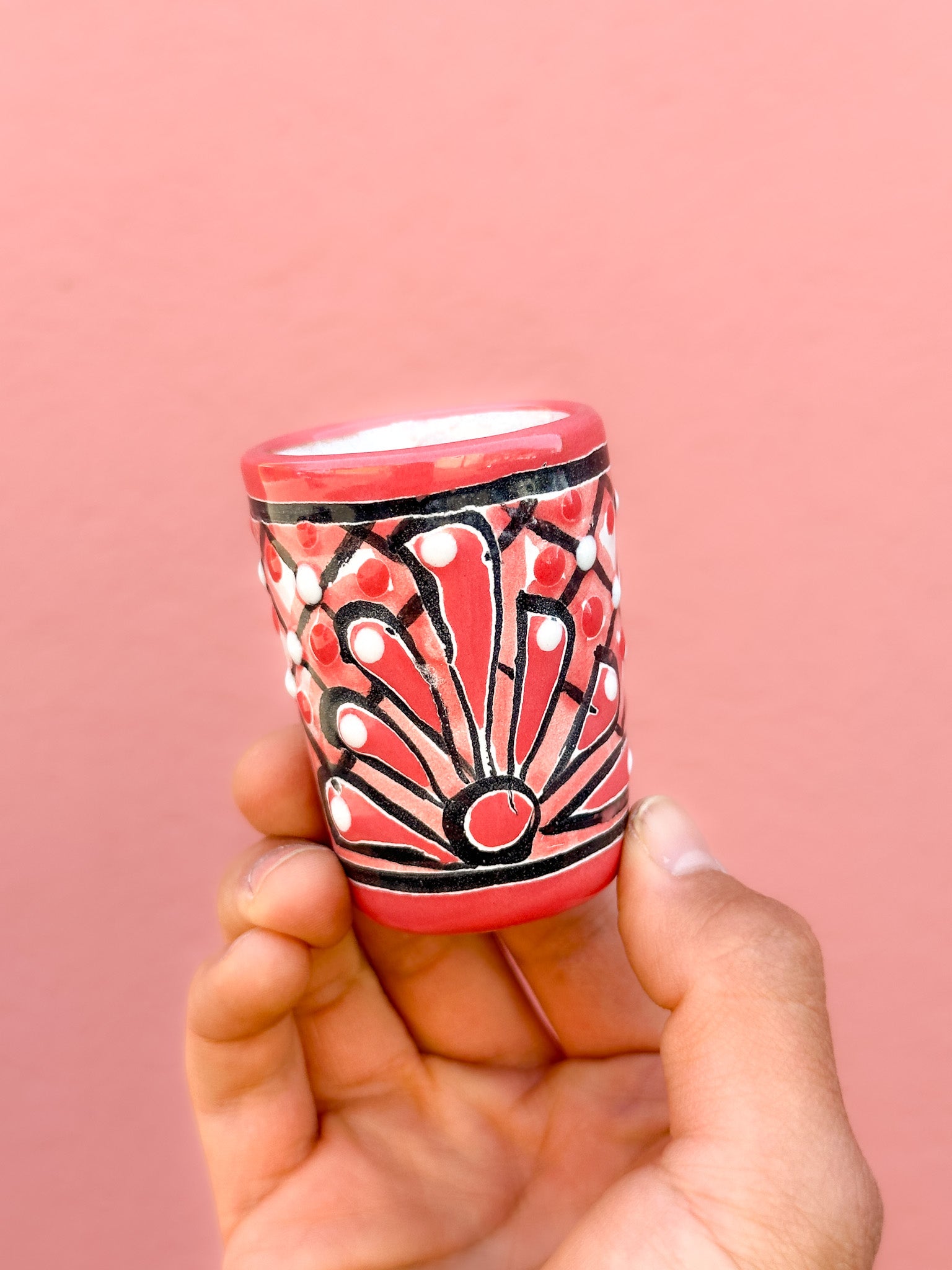 PRE-ORDER Pink Talavera Shot Glass (SHIPS IN APPROX. 6-12 WEEKS)