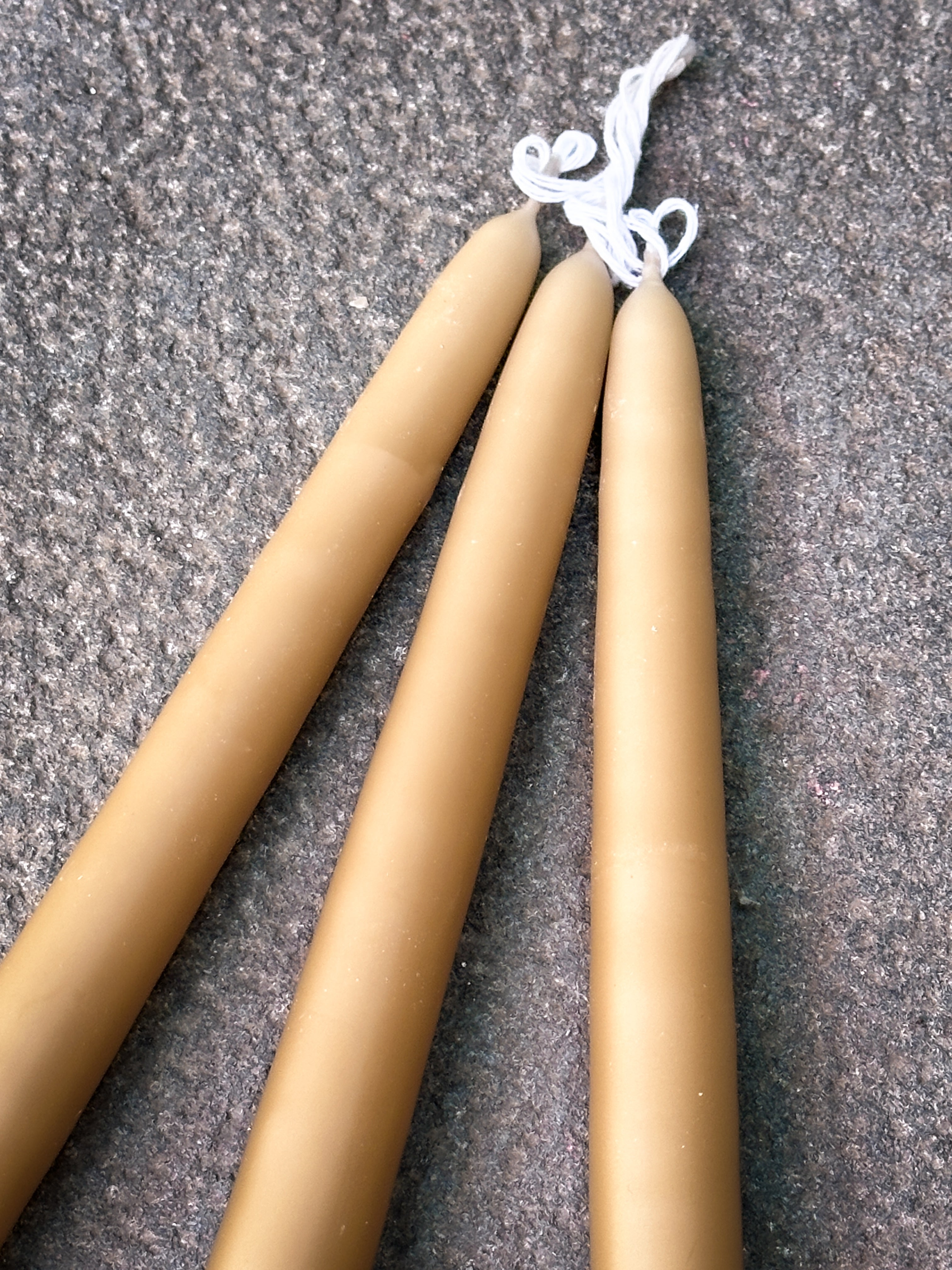 Set of 3 Beeswax Taper Candles