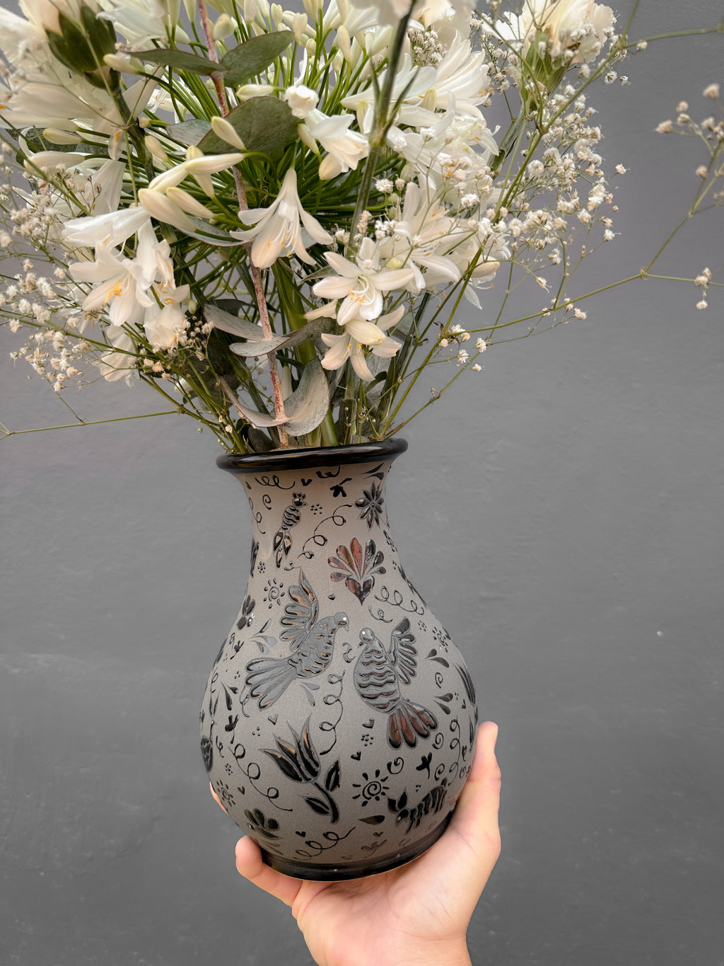 PRE-ORDER Black Otomi Flower Vase (SHIPS IN APPROX. 6-12 WEEKS)