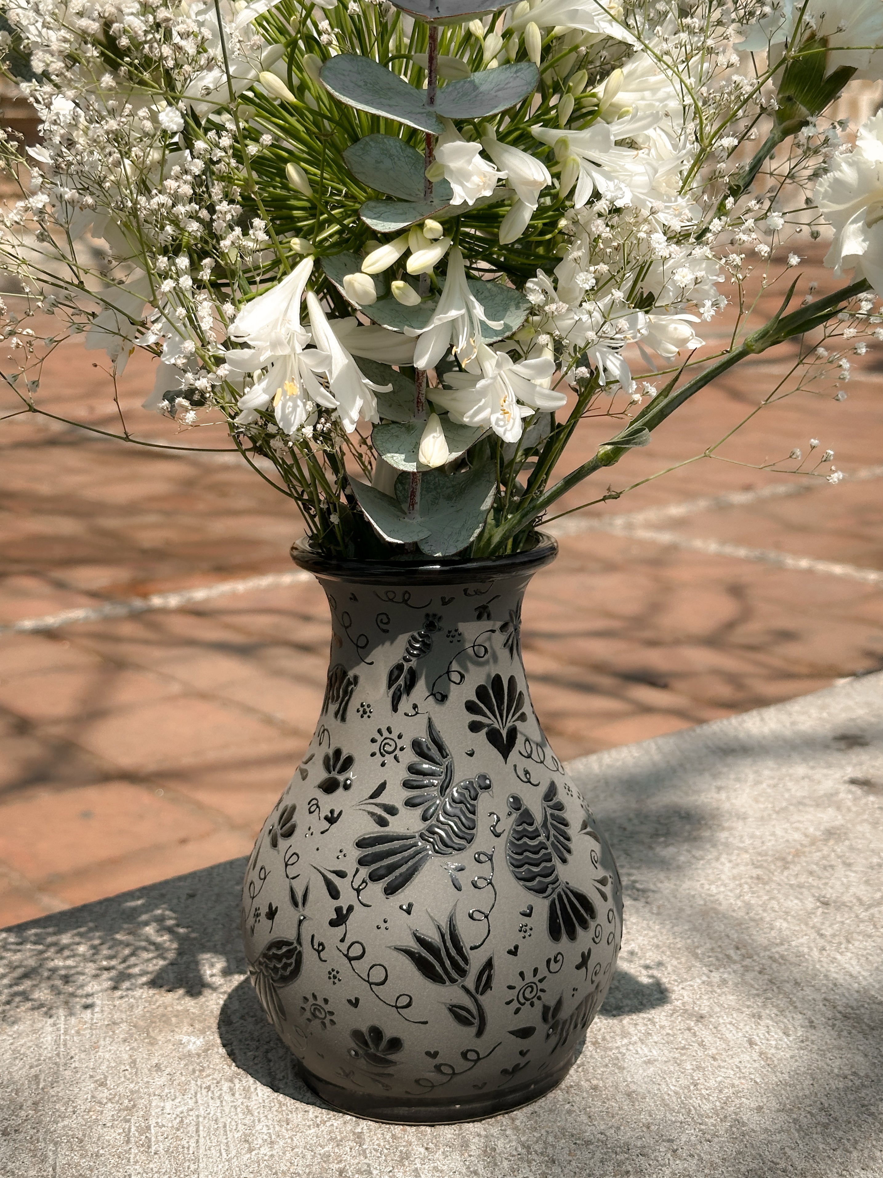 PRE-ORDER Black Otomi Flower Vase (SHIPS IN APPROX. 6-12 WEEKS)