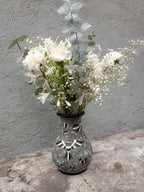 PRE-ORDEN Jarrón de flores otomí en blanco y negro (ENVÍO EN APROX. 6-12 SEMANAS)