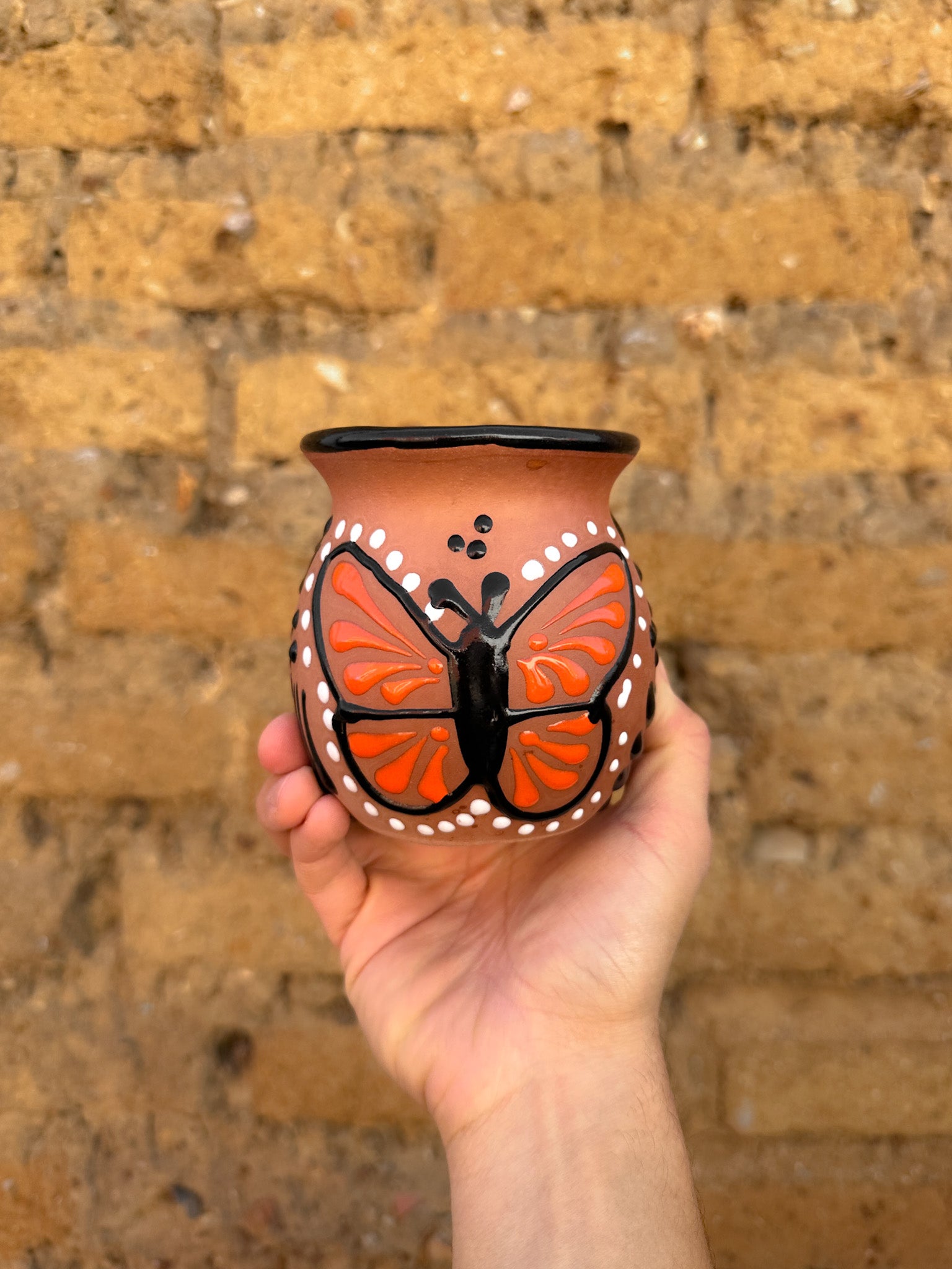 PRE-ORDER Brown Butterfly Monarch Jarrito Mug (SHIPS IN APPROX. 6-12 WEEKS)