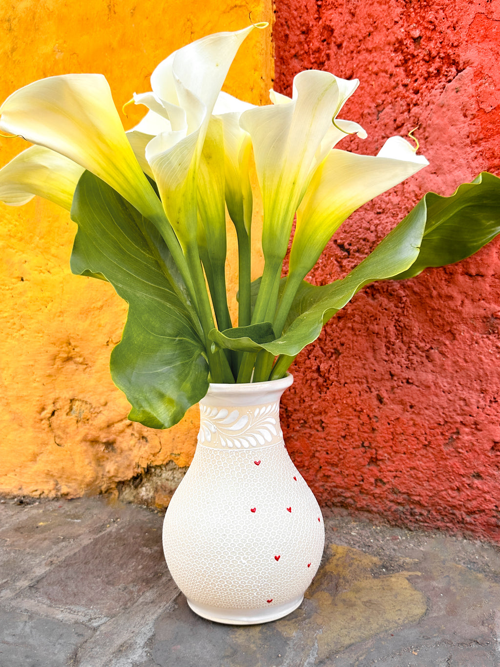 PRE-ORDER Andrea Flower Vase (Half Hearts - Half White) (SHIPS IN APPROX. 6-12 WEEKS)
