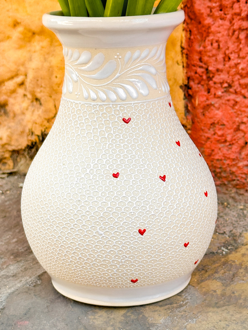PRE-ORDER Andrea Flower Vase (Half Hearts - Half White) (SHIPS IN APPROX. 6-12 WEEKS)