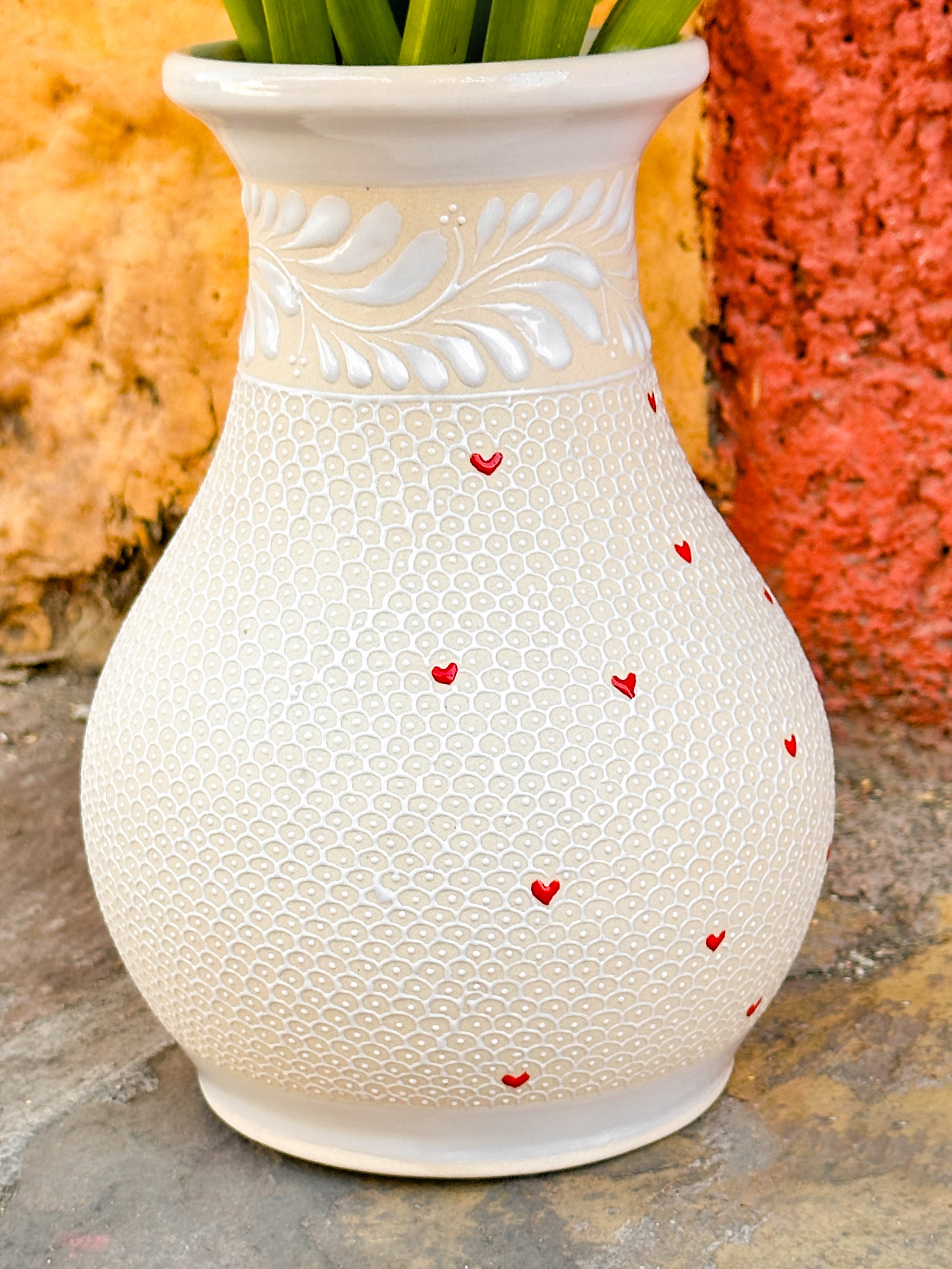 PRE-ORDER Andrea Flower Vase (Half Hearts - Half White) (SHIPS IN APPROX. 6-12 WEEKS)