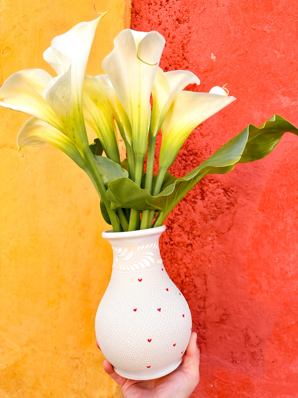 PRE-ORDER Andrea Flower Vase (Half Hearts - Half White) (SHIPS IN APPROX. 6-12 WEEKS)